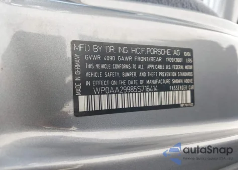 2005 Porsche 911 Carrera from USA, damaged, VIN WP0AA29985S716414